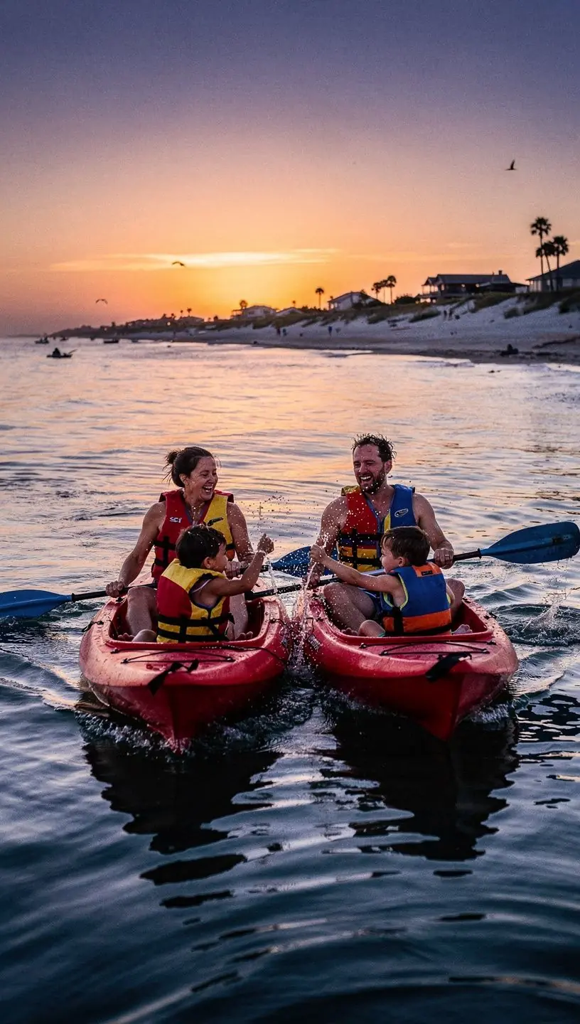 Пейзаж с водными тропами, по которым проходят каякеры.